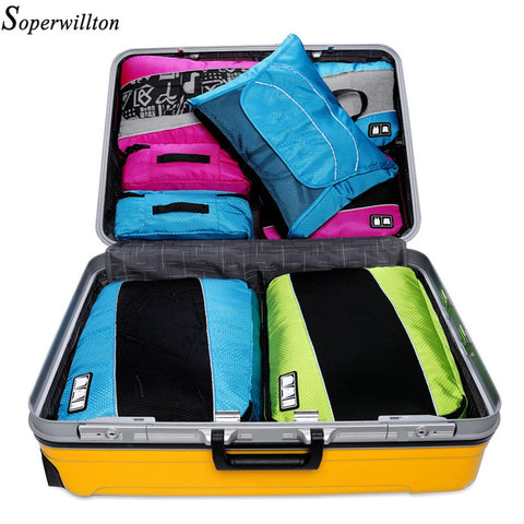 Soperwillton Travel Totes Packing Cubes Travel Bags Set 4 Pieces 8 Pieces Travel Luggage Bag