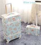TRAVEL TALE women 20" 24" 26" travel luggage retro spinner suitcase floral koffers trolleys for