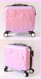 Women Carry-On KT Luggage Set/Girls Hello Kitty Travel Suitcase+Cosmetic Bag 2Pcs/Set/14'' 17'' ABS