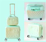 Women Carry-On KT Luggage Set/Girls Hello Kitty Travel Suitcase+Cosmetic Bag 2Pcs/Set/14'' 17'' ABS