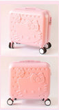 Women Carry-On KT Luggage Set/Girls Hello Kitty Travel Suitcase+Cosmetic Bag 2Pcs/Set/14'' 17'' ABS