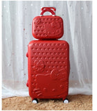 Women Large Capacity Luggage Set/Girls Hello Kitty Travel Suitcase+Cosmetic Case 2Pcs/Set/14'' 20''