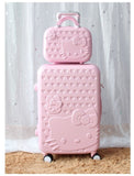 Women Large Capacity Luggage Set/Girls Hello Kitty Travel Suitcase+Cosmetic Case 2Pcs/Set/14'' 20''