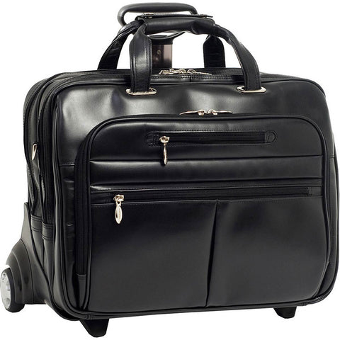McKlein R Series Ohare Leather FlyThrough 17in Wheeled Laptop Case