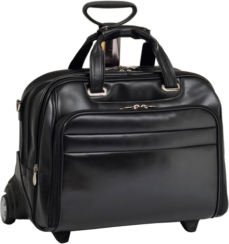 McKlein R Series Leather FlyThrough 17in Wheeled Laptop Case