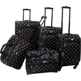 American Flyer Fleur De Lis 5 Piece Spinner Luggage Set