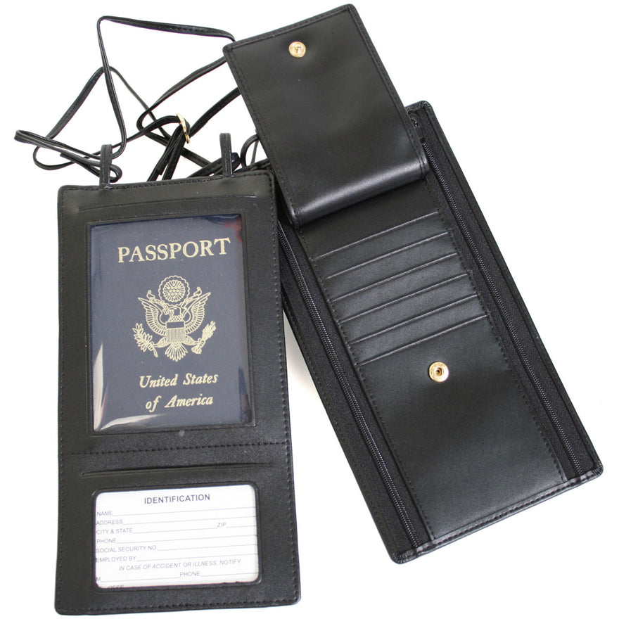 Royce Leather Hanging Passport Travel Document Wallet