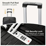 Black Solid Color 20/24/28 Inch Travel Luggage Cases With Large Capacity Backpack With Makeup Handbag