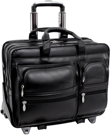 McKlein P Series Clinton Leather 17in Wheeled Laptop Case
