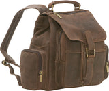 LeDonne Leather Distressed Leather Multi Pocket Backpack