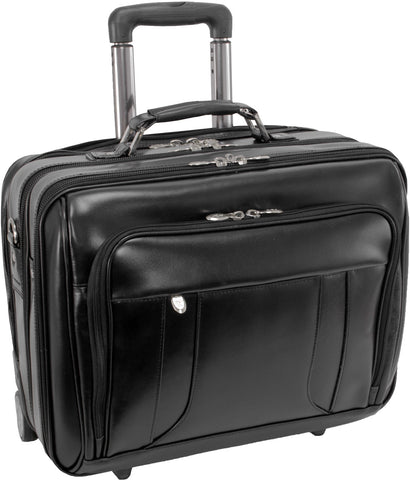 McKlein R Series Lasalle Leather 17in Wheeled Laptop Briefcase