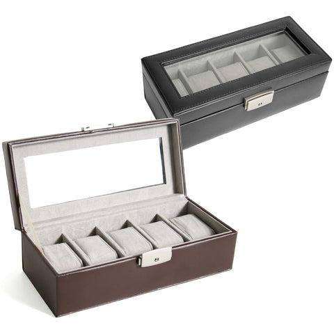 Royce Leather 5 Slot Watch Box Display Case 