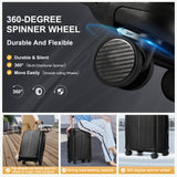 Black Solid Color 20/24/28 Inch Travel Luggage Cases With Large Capacity Backpack With Makeup Handbag