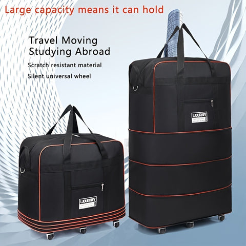 Foldable Travel Luggage Bag With Wheels, Extra Large Moving Storage Bag, Expandable Packing Bag For Business Trip Study Abroad Travel