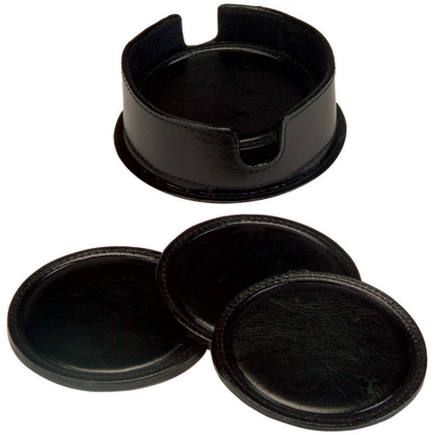 Royce Leather 6 Genuine Leather Round Coasters