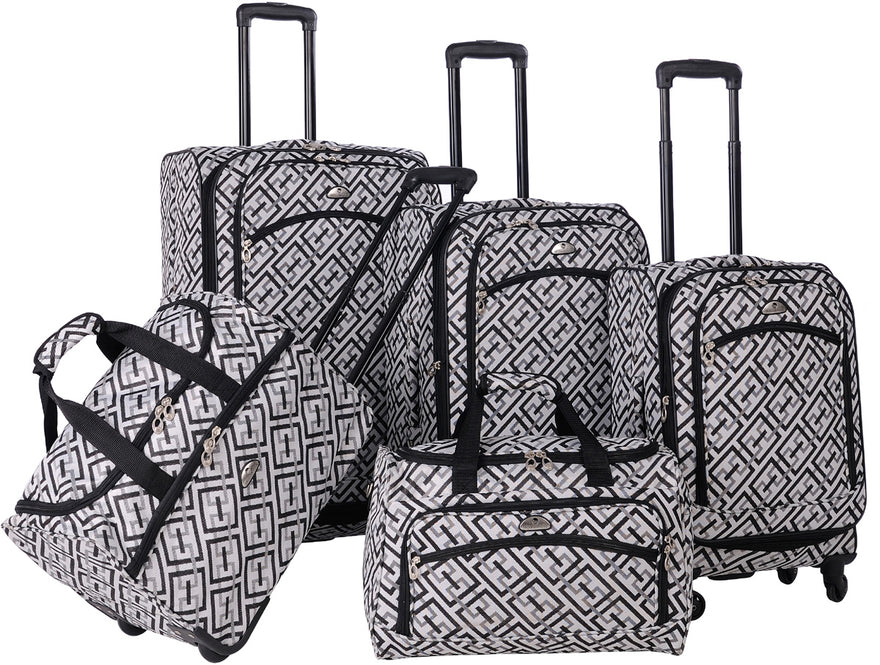 American Flyer Brick Wall 5 Piece Luggage Set