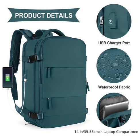 Large Capacity Computer Backpack, Multifunctional Waterproof Multi Pocket Dry Wet Separation Independent Shoe Compartment Backpack, Suitable For Daily Work, Short-term Business Trips, And Travel