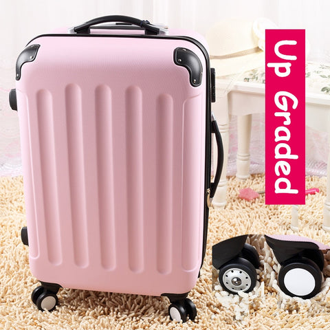 28" Pink 8-Universal Wheels Large Capacity Trolley Luggage Bags,Female Lovely Fruit Color Travel