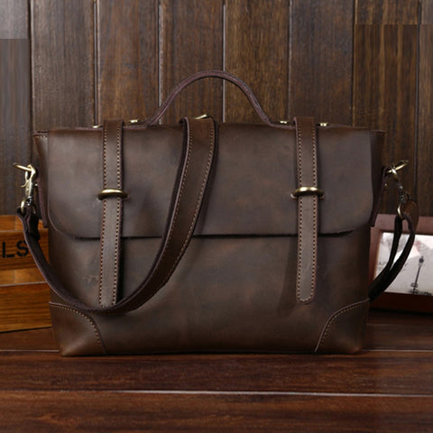 New Retro Crazy Horse Genuine Leather Men'S Classic Handbag Messenger Shoulder Bag Travel