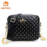 Loshaka Women Shoulder Bag Fashion Plaid Messenger Bags Rivet Chain Handbag High Quality Pu Leather