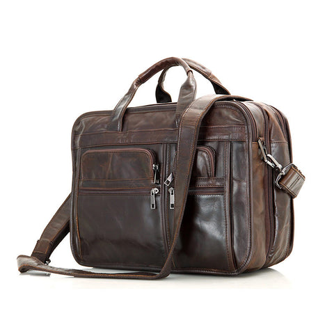 Nesitu Promotion High Quality Vintage Real Genuine Leather Briefcase Men Bag 15.6 Inch Laptop Men