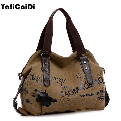 Vintage Graffiti Women'S Bag Canvas Handbag Female Famous Designer Shoulder Bag Ladies Tote Fashion