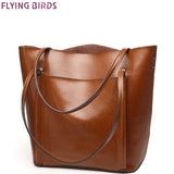 Flying Birds Tote Genuine Leather Handbag Designer Women Leather Handbags Of Brands Women Bags