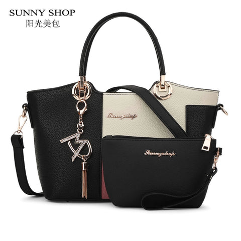 Sunny Shop 2 Bags/Set American Fashion Women Shoulder Bags With Purse Fashion Handbag High