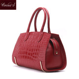 Famous Brand New Women Bag With Genuine Leather Wedding Tote Bag Red  Black Leather Shoulder