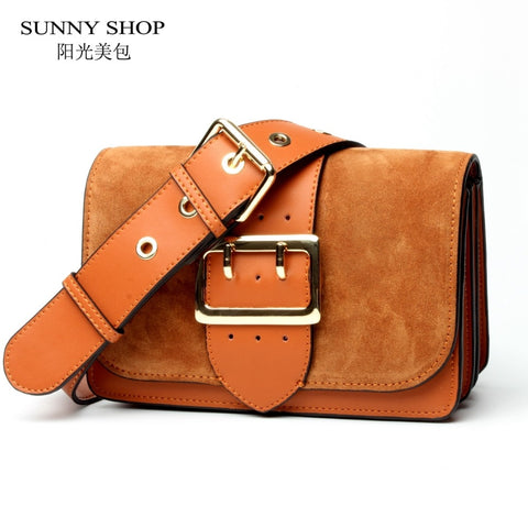 Sunny Shop Brand Designer Women Shoulder Bag 2017 New Fashion Genuine Leather Women Bag  Cow