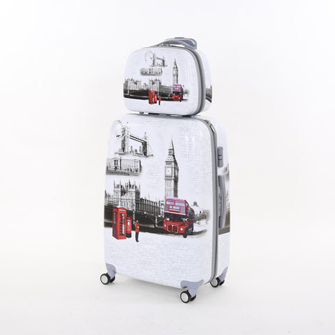 14 28Inches(2Pieces/Set) Pc Hardside London Tower Phone Travel Luggage Case On Universal
