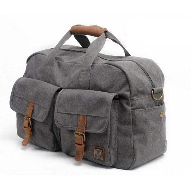 Vintage Retro Military Canvas Leather Men Travel Bags Luggage Bags Men Duffle Bags Leather