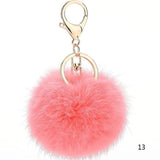2016 Fashion 13 Colors Rabbit Fur Keychain Ball Pompom Cell Phone Car Keychain Pendant Handbag