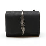 Herald Fashion Leaves Decorated Mini Flap Bag Suede Pu Leather Small Women Shoulder Bag Chain