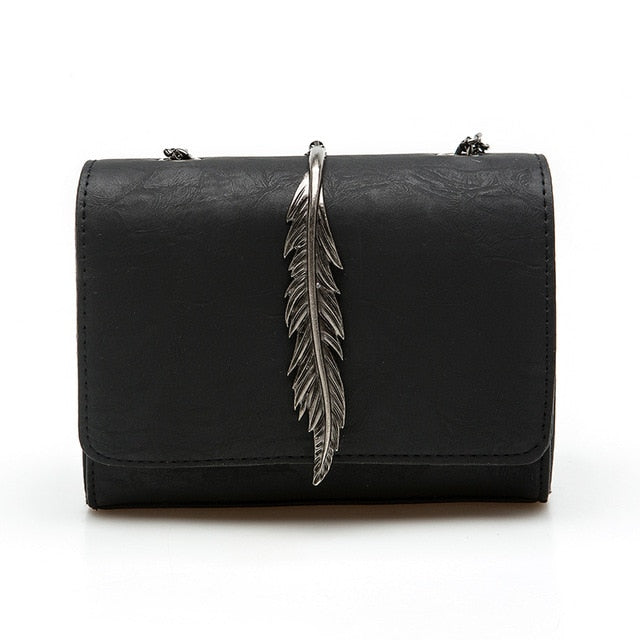 Herald Fashion Leaves Decorated Mini Flap Bag Suede Pu Leather Small Women Shoulder Bag Chain