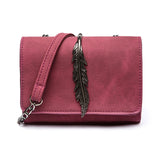 Herald Fashion Leaves Decorated Mini Flap Bag Suede Pu Leather Small Women Shoulder Bag Chain