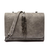 Herald Fashion Leaves Decorated Mini Flap Bag Suede Pu Leather Small Women Shoulder Bag Chain