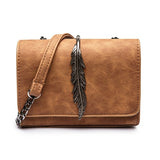 Herald Fashion Leaves Decorated Mini Flap Bag Suede Pu Leather Small Women Shoulder Bag Chain