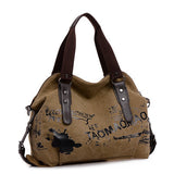 Vintage Graffiti Women'S Bag Canvas Handbag Female Famous Designer Shoulder Bag Ladies Tote Fashion