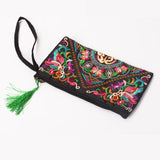 Women Ethnic National Retro Butterfly Flower Bags Handbag Coin Purse Embroidered Lady Clutch Tassel