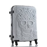 Letrend New Fashion 28Inch Britain 3D Skull Print Rolling Luggage Women Trolley 19 Inch Boarding