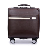 16-Inch New Pu Leather Trolley Suitcase Spinner Wheels Boarding Box Men Women Business Travel