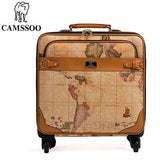 New Fashion!Female/Male Vintage World Map Travel Luggage Bags Sets,16 20 22 24Inches Retro