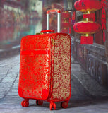 Red Marry Vintage Luggage Trolley Suitcase Universal Wheels Travel Bag Travel Box Luggage,Female