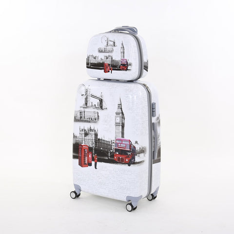 14 24Inches(2Pieces/Set) Pc Hardside London Tower Phone Travel Luggage Case On Universal