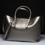 Sunny Shop  Luxury 100% Genuine Leather Women Shoulder Bags Brand Designer Cowhide Genuine