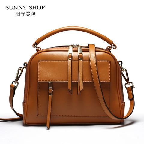 Sunny Shop Brand Designer Women Leather Bag High Quality Genuine Leather Handbag Cowhide Women