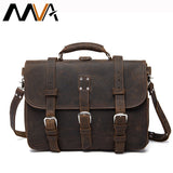 Mva Crazy Horse Man Briefcase Genuine Leather Men Laptop Bags Messenger Bag Leather Men Business