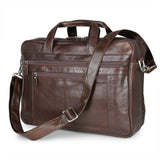 Vintage Large Capacity Coffee Genuine Leather Men Messenger Bags Business Travel Bags 15.6'' Laptop