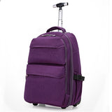 Single Trolley Backpack Adult Double Shoulder Strap Round Trolley Travel Computer Bag Canvas School